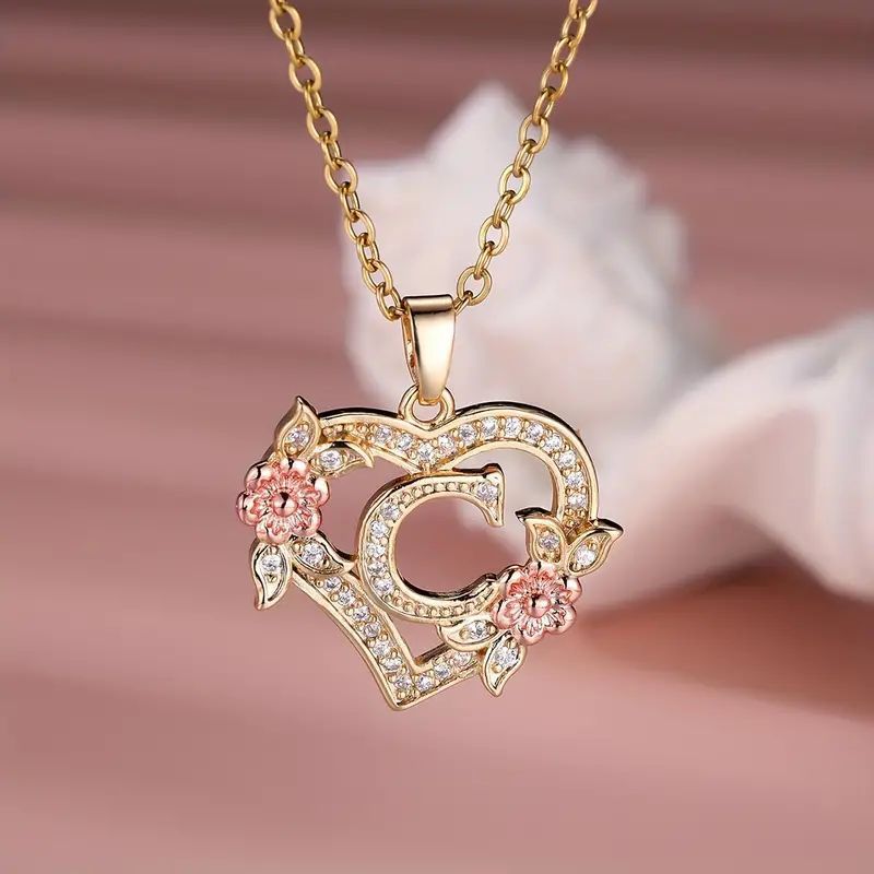 Fashion Hollowed-out Love Heart Flowers Letter Necklace - Fashion Hollowed-out Love Heart Flowers Letter Necklace