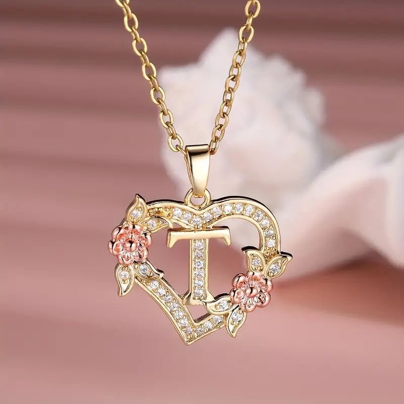 Fashion Hollowed-out Love Heart Flowers Letter Necklace - Fashion Hollowed-out Love Heart Flowers Letter Necklace