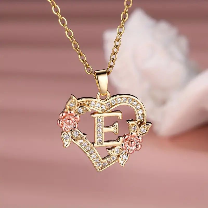Fashion Hollowed-out Love Heart Flowers Letter Necklace - Fashion Hollowed-out Love Heart Flowers Letter Necklace