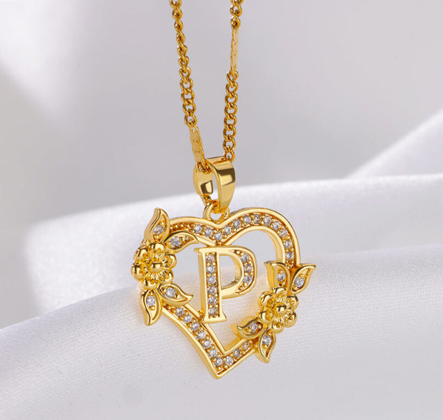 Fashion Hollowed-out Love Heart Flowers Letter Necklace - Fashion Hollowed-out Love Heart Flowers Letter Necklace