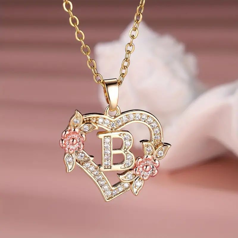 Fashion Hollowed-out Love Heart Flowers Letter Necklace - Fashion Hollowed-out Love Heart Flowers Letter Necklace