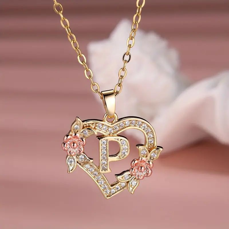 Fashion Hollowed-out Love Heart Flowers Letter Necklace - Fashion Hollowed-out Love Heart Flowers Letter Necklace