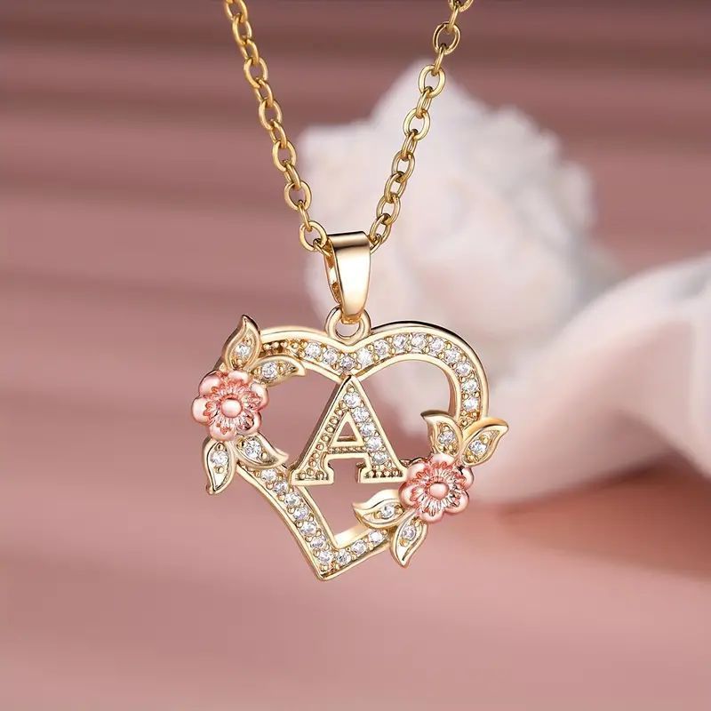 Fashion Hollowed-out Love Heart Flowers Letter Necklace - Fashion Hollowed-out Love Heart Flowers Letter Necklace