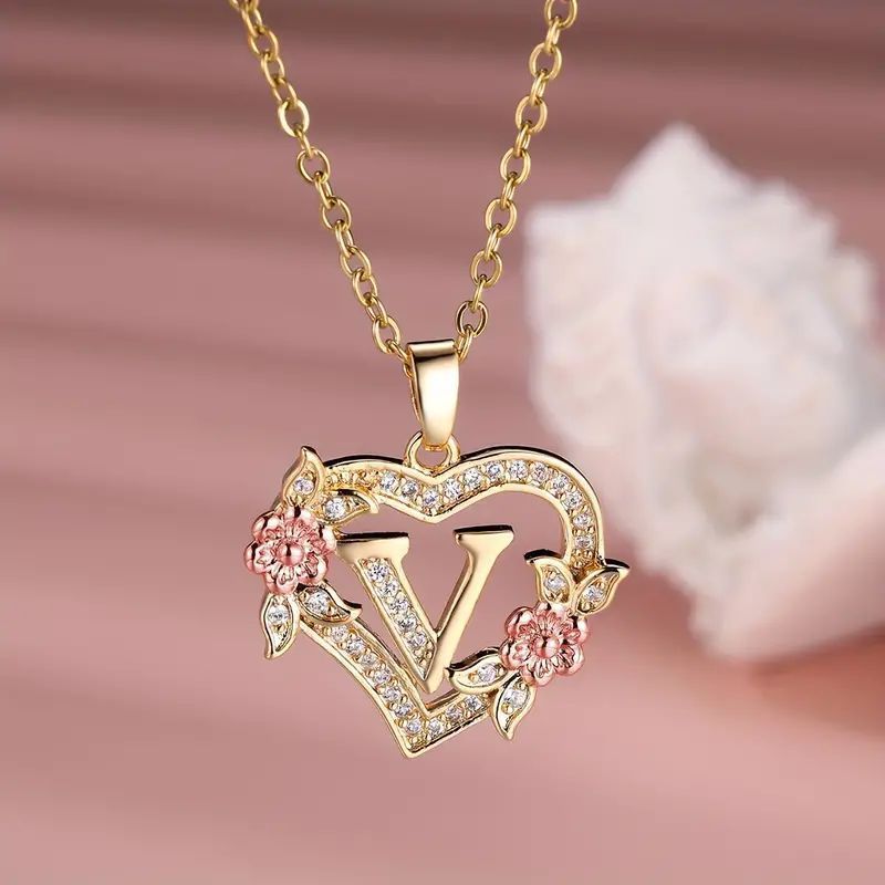 Fashion Hollowed-out Love Heart Flowers Letter Necklace - Fashion Hollowed-out Love Heart Flowers Letter Necklace
