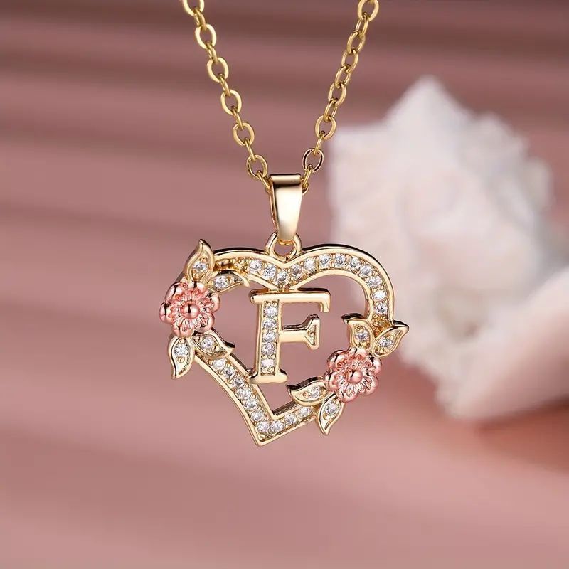 Fashion Hollowed-out Love Heart Flowers Letter Necklace - Fashion Hollowed-out Love Heart Flowers Letter Necklace