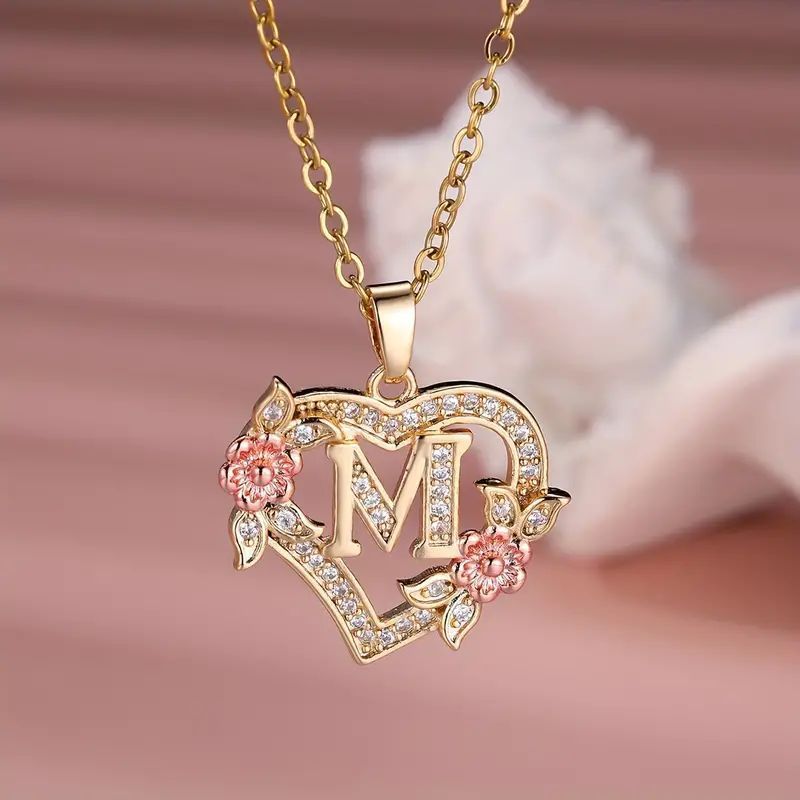Fashion Hollowed-out Love Heart Flowers Letter Necklace - Fashion Hollowed-out Love Heart Flowers Letter Necklace