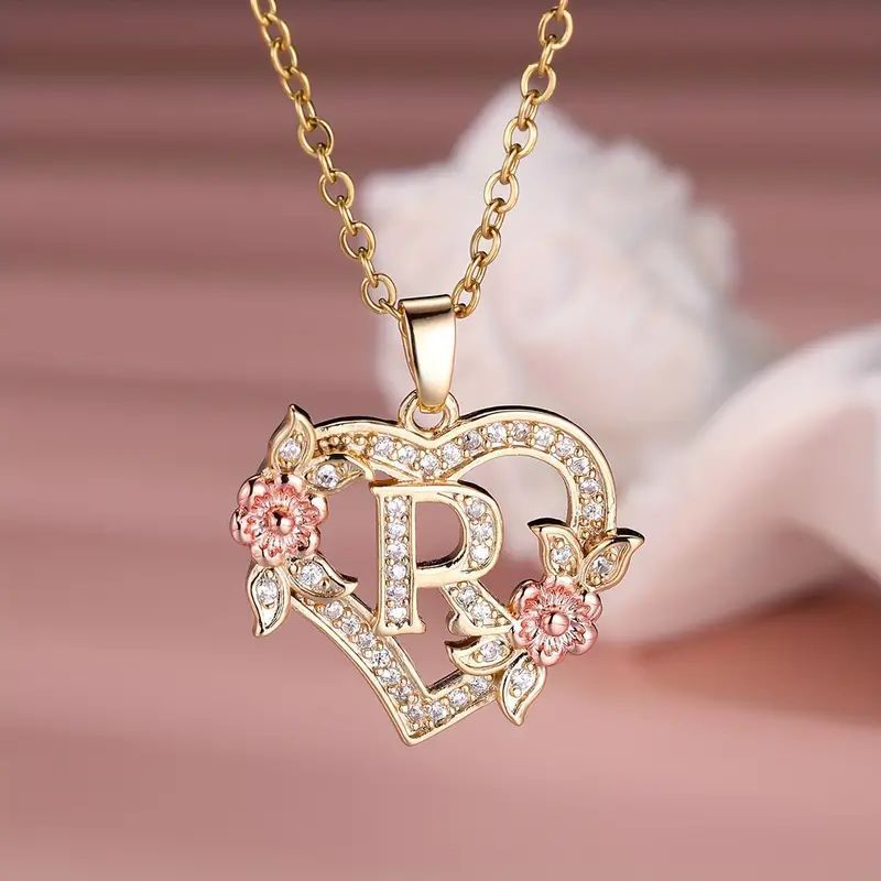 Fashion Hollowed-out Love Heart Flowers Letter Necklace - Fashion Hollowed-out Love Heart Flowers Letter Necklace