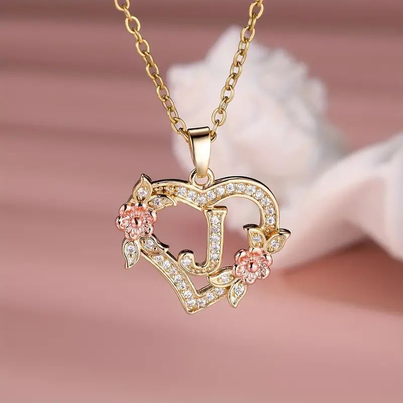 Fashion Hollowed-out Love Heart Flowers Letter Necklace - Fashion Hollowed-out Love Heart Flowers Letter Necklace