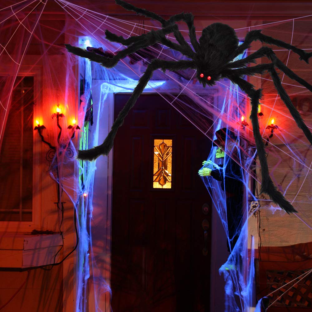 '200' Spider Web with 59' Giant Spider – Halloween Outdoor/Indoor Decor for Yard - '200' Spider Web with 59' Giant Spider – Halloween Outdoor/Indoor Decor for Yard
