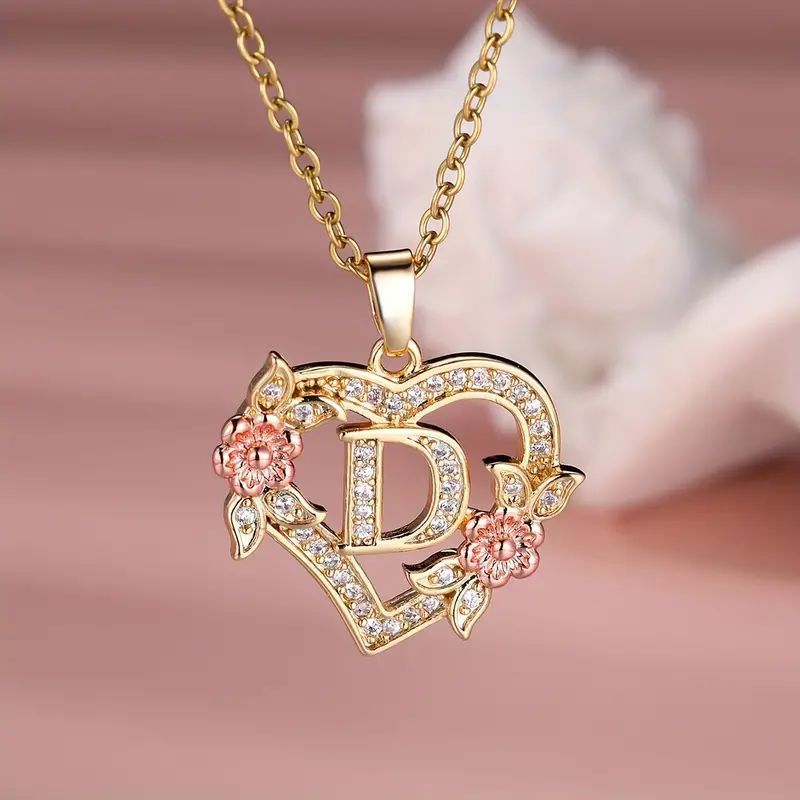 Fashion Hollowed-out Love Heart Flowers Letter Necklace - Fashion Hollowed-out Love Heart Flowers Letter Necklace
