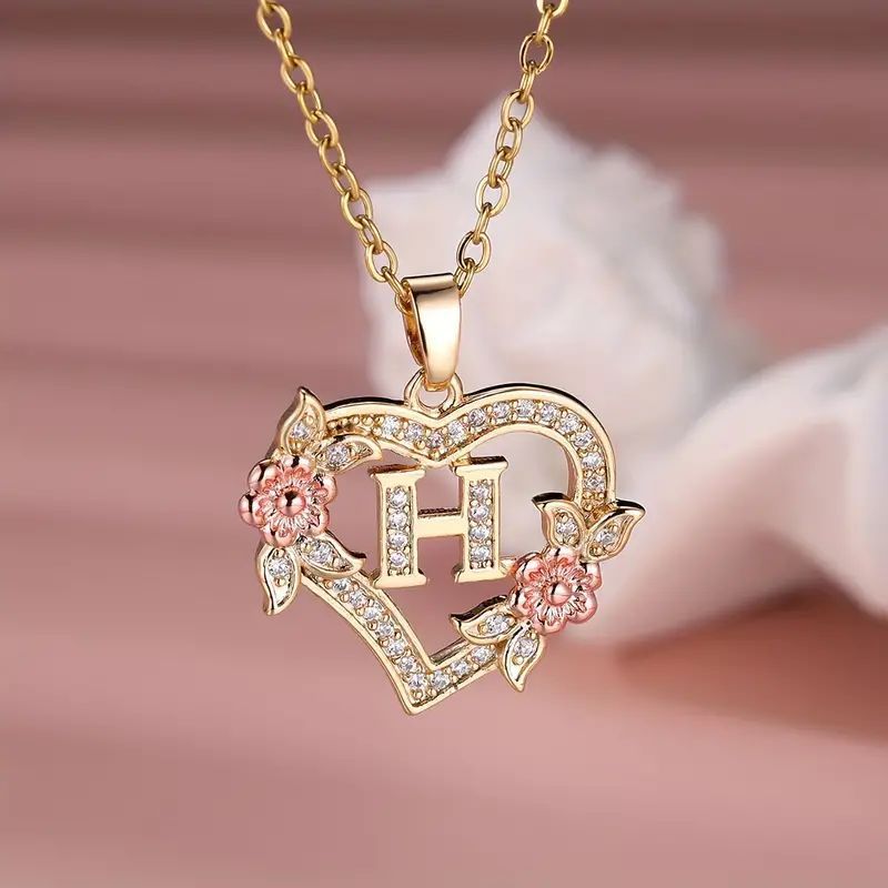 Fashion Hollowed-out Love Heart Flowers Letter Necklace - Fashion Hollowed-out Love Heart Flowers Letter Necklace