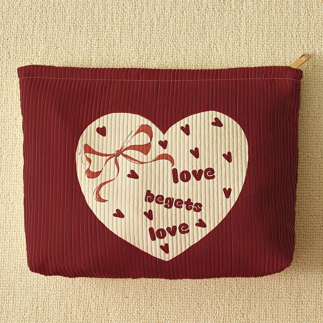 Valentine's Day Special: Burgundy Corduroy Makeup Bag - Valentine's Day Special: Burgundy Corduroy Makeup Bag