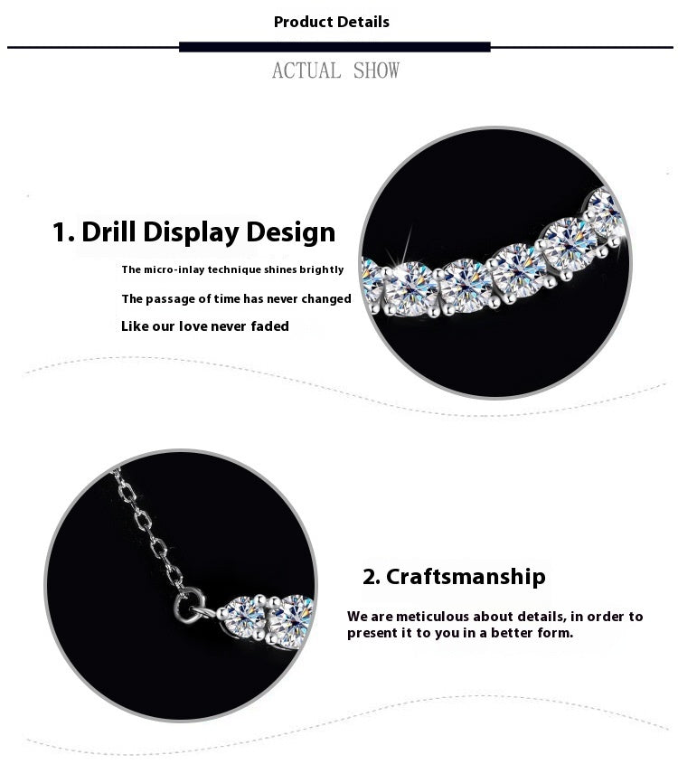 S925 Silver-plated Platinum Moissanite Pendant - S925 Silver-plated Platinum Moissanite Pendant