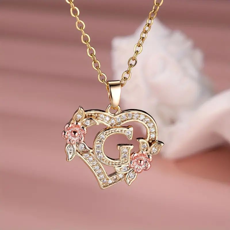 Fashion Hollowed-out Love Heart Flowers Letter Necklace - Fashion Hollowed-out Love Heart Flowers Letter Necklace