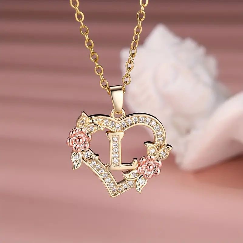 Fashion Hollowed-out Love Heart Flowers Letter Necklace - Fashion Hollowed-out Love Heart Flowers Letter Necklace