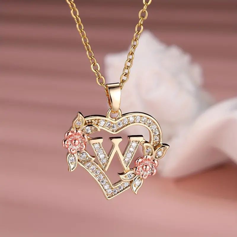 Fashion Hollowed-out Love Heart Flowers Letter Necklace - Fashion Hollowed-out Love Heart Flowers Letter Necklace
