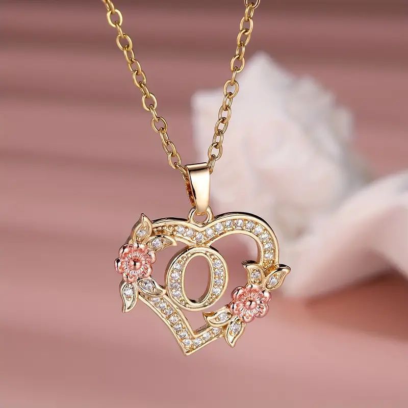 Fashion Hollowed-out Love Heart Flowers Letter Necklace - Fashion Hollowed-out Love Heart Flowers Letter Necklace