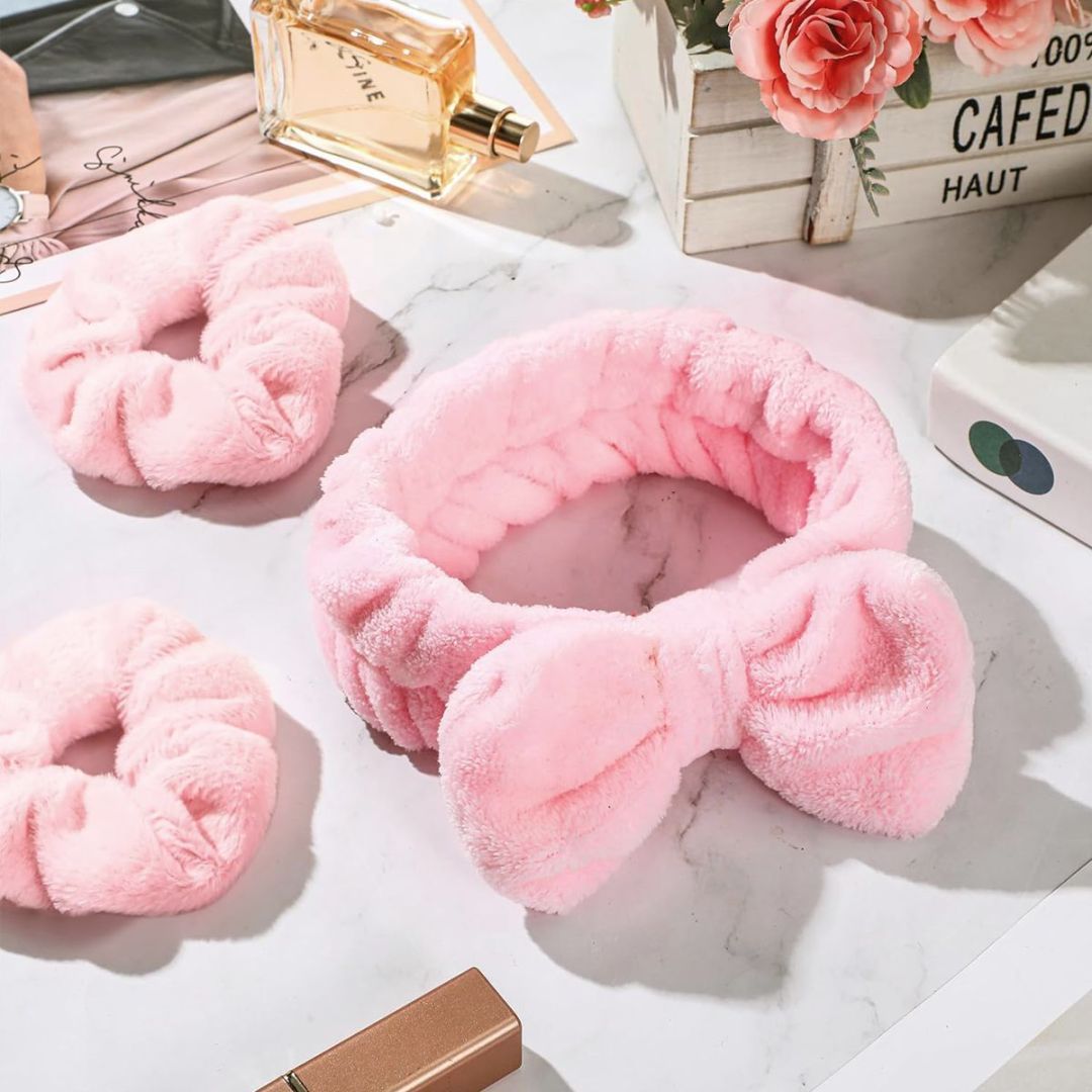 Hair Band Bracelet Three-piece Powder - Hair Band Bracelet Three-piece Powder