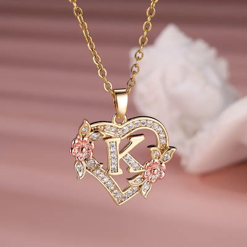 Fashion Hollowed-out Love Heart Flowers Letter Necklace - Fashion Hollowed-out Love Heart Flowers Letter Necklace