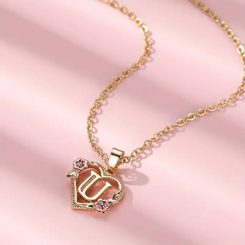 Fashion Hollowed-out Love Heart Flowers Letter Necklace - Fashion Hollowed-out Love Heart Flowers Letter Necklace