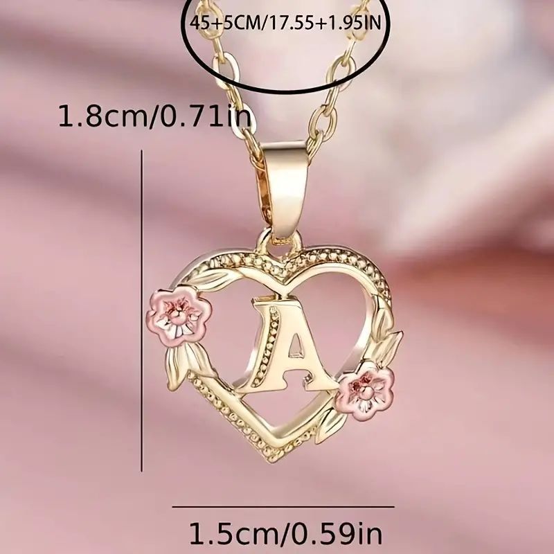 Fashion Hollowed-out Love Heart Flowers Letter Necklace - Fashion Hollowed-out Love Heart Flowers Letter Necklace
