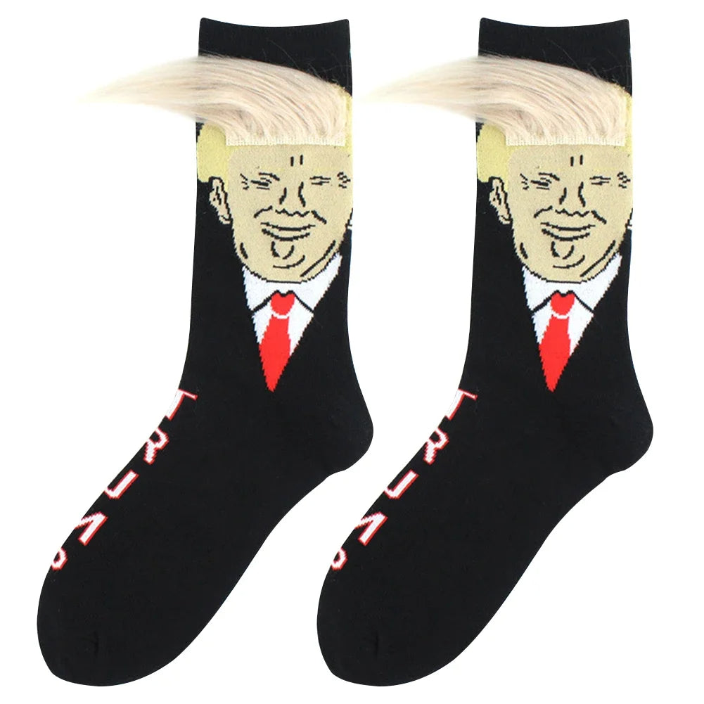 Funky and Trendy Donald Trump Face and 3D Hair Socks - Funky and Trendy Donald Trump Face and 3D Hair Socks