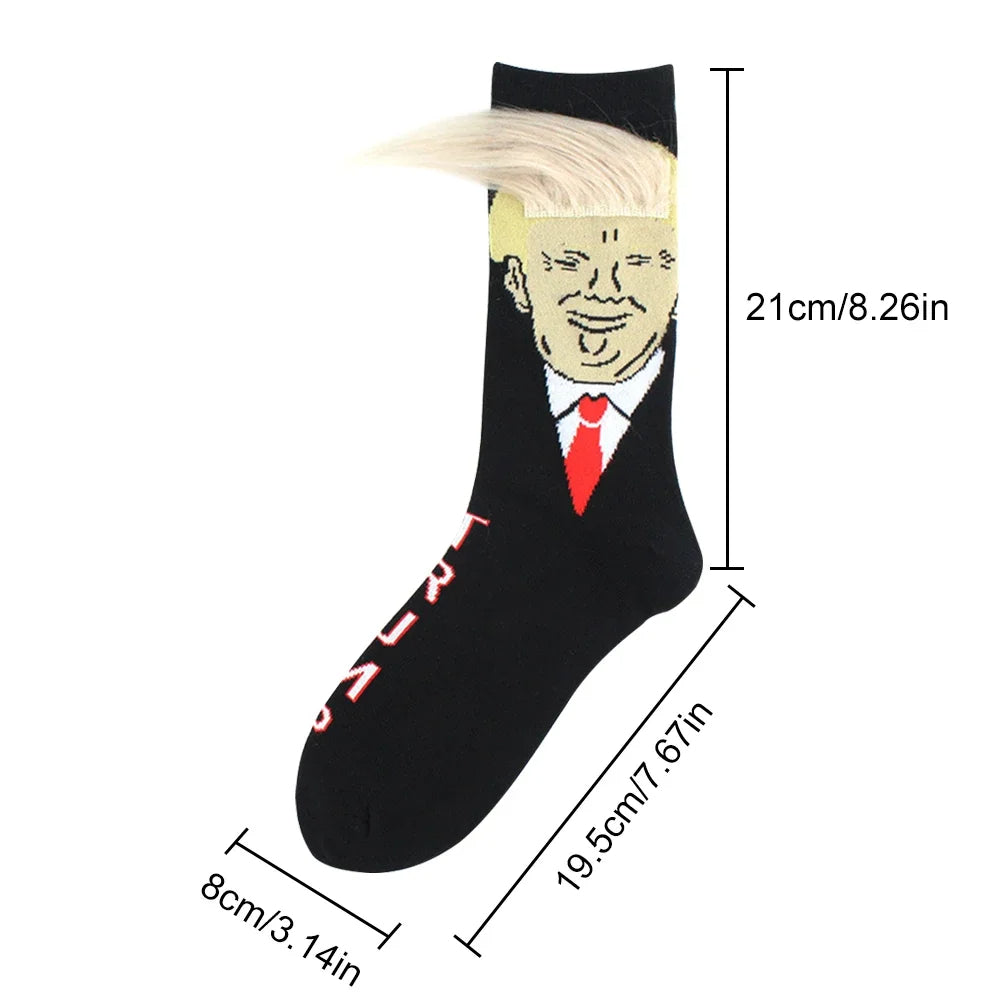 Funky and Trendy Donald Trump Face and 3D Hair Socks - Funky and Trendy Donald Trump Face and 3D Hair Socks