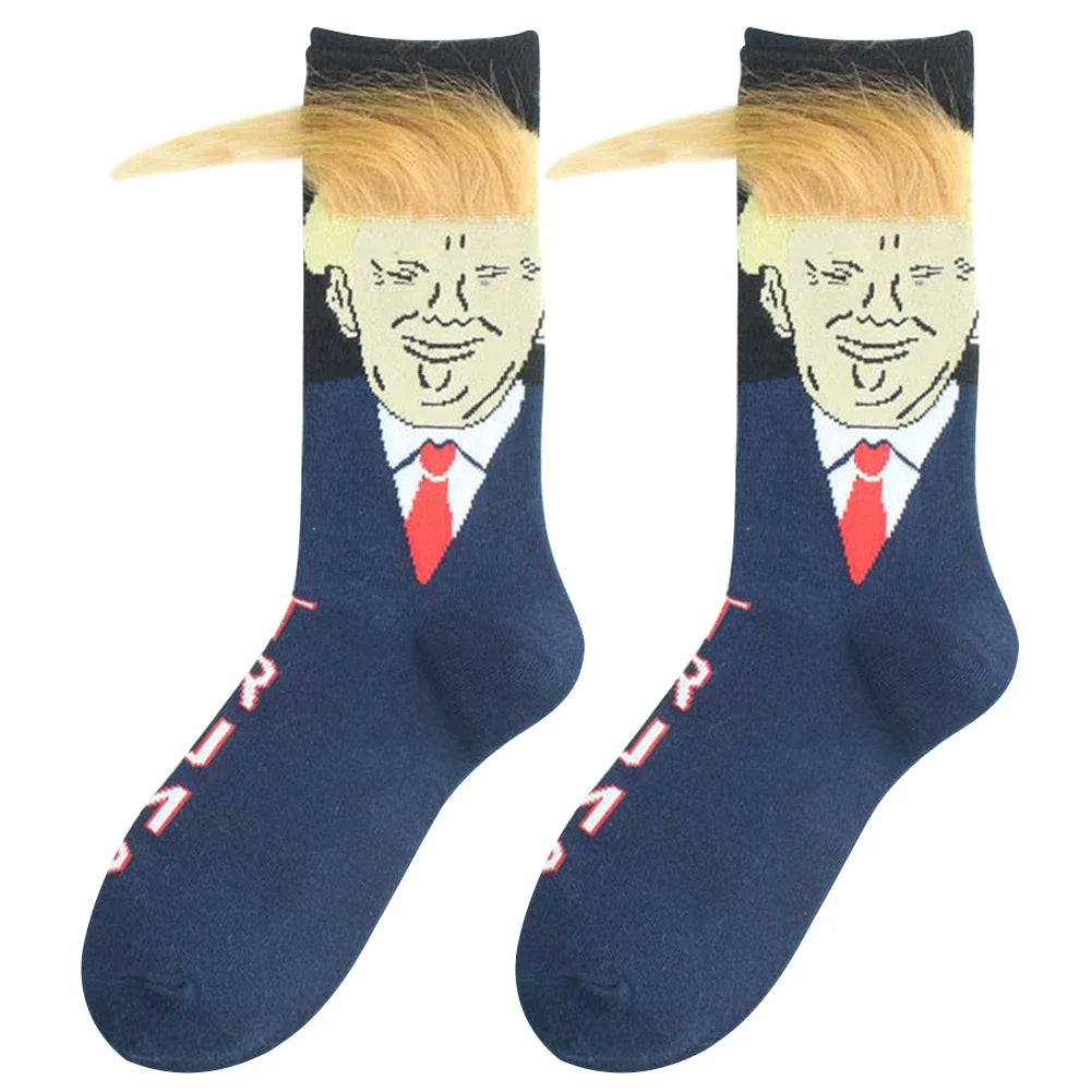 Funky and Trendy Donald Trump Face and 3D Hair Socks - Funky and Trendy Donald Trump Face and 3D Hair Socks