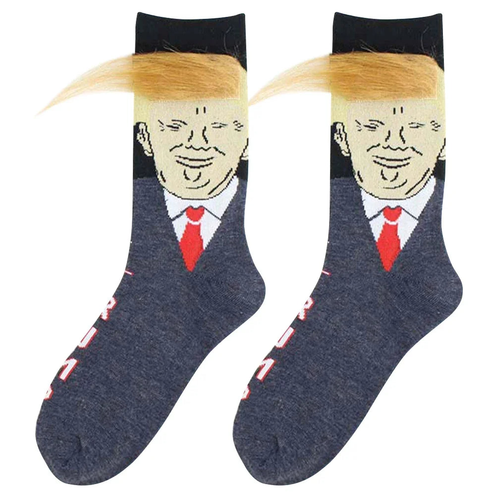 Funky and Trendy Donald Trump Face and 3D Hair Socks - Funky and Trendy Donald Trump Face and 3D Hair Socks