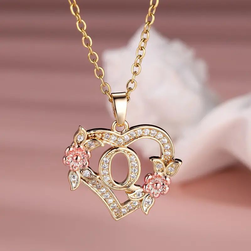 Fashion Hollowed-out Love Heart Flowers Letter Necklace - Fashion Hollowed-out Love Heart Flowers Letter Necklace