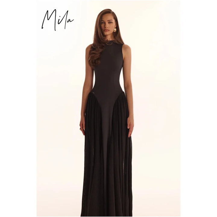 Mila Black Sleeveless Customized Party Dresses