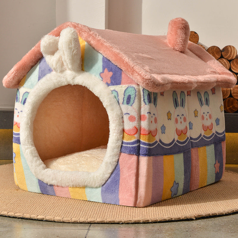 Cozy Winter Dog House  Soft & Detachable Bed with Mat - Cozy Winter Dog House  Soft & Detachable Bed with Mat