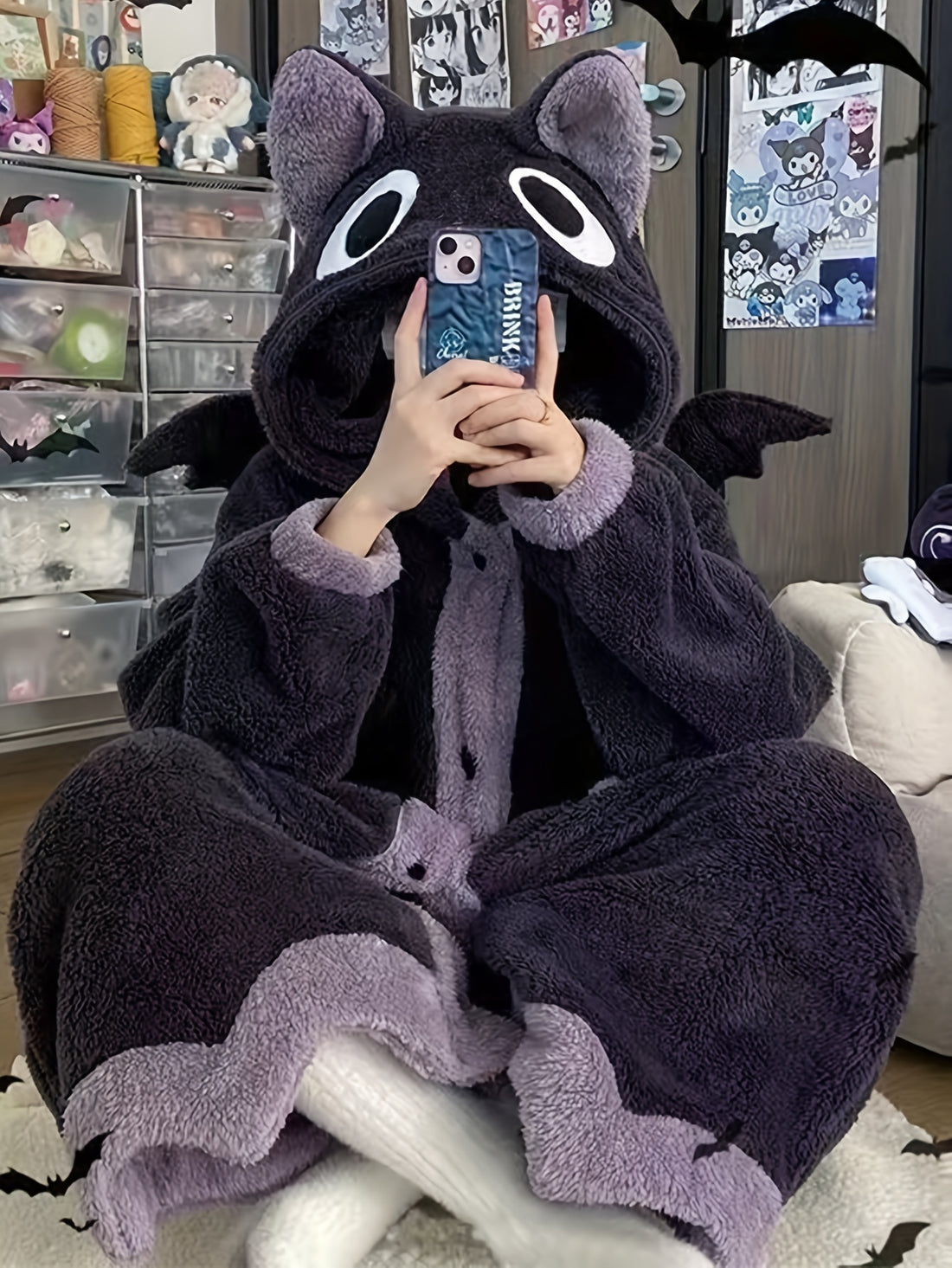 Cute Cartoon Fleece Hooded Night Robe for Women - Cute Cartoon Fleece Hooded Night Robe for Women