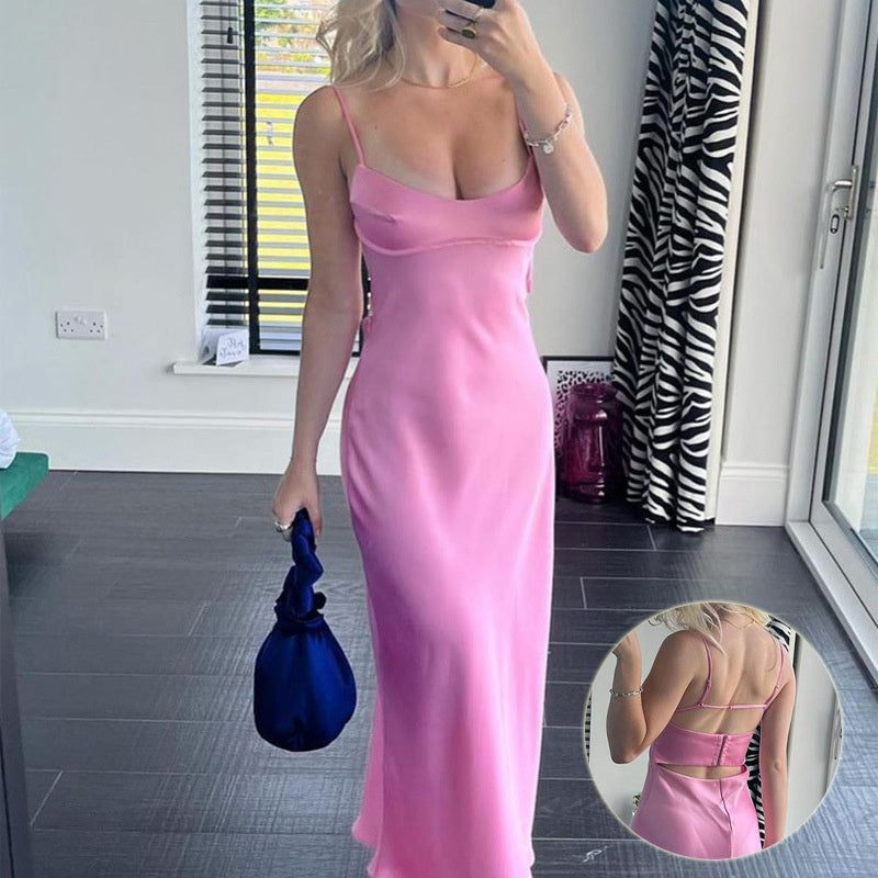 Women Camis Satin Long Dresses Elegant Sleeveless Slip Holiday Party Dresses - Women Camis Satin Long Dresses Elegant Sleeveless Slip Holiday Party Dresses
