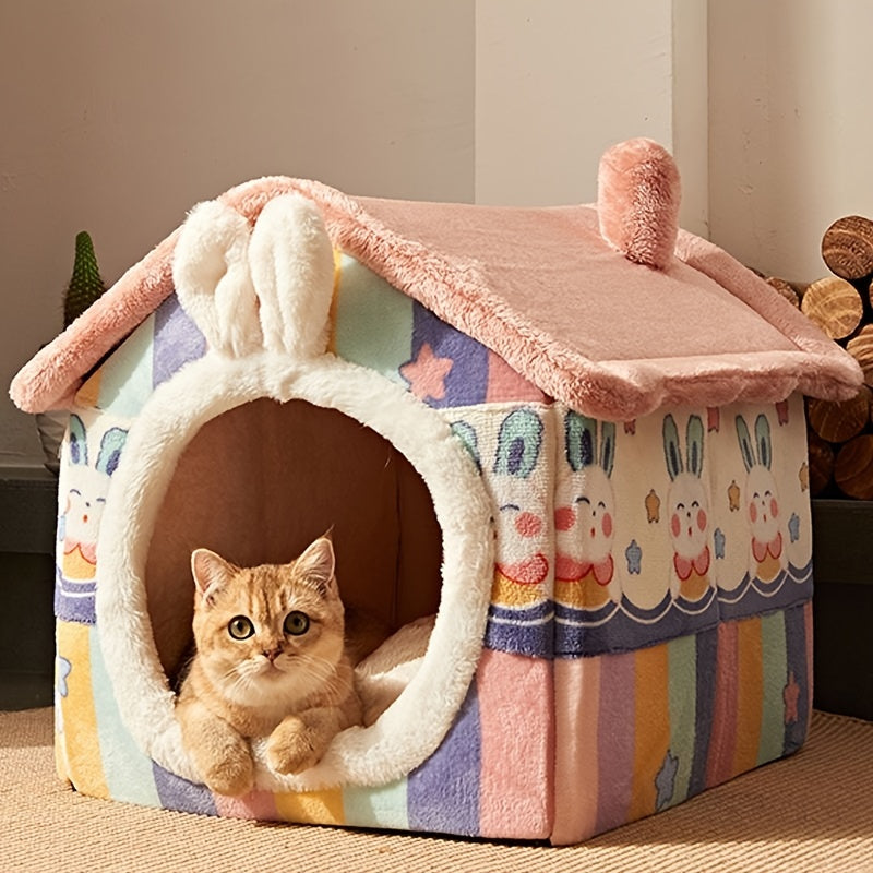 Cozy Winter Dog House  Soft & Detachable Bed with Mat - Cozy Winter Dog House  Soft & Detachable Bed with Mat