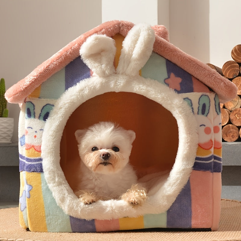 Cozy Winter Dog House  Soft & Detachable Bed with Mat - Cozy Winter Dog House  Soft & Detachable Bed with Mat