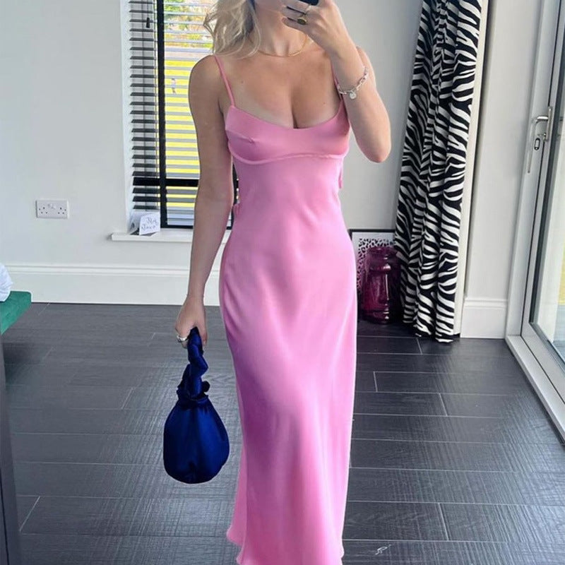 Women Camis Satin Long Dresses Elegant Sleeveless Slip Holiday Party Dresses - Women Camis Satin Long Dresses Elegant Sleeveless Slip Holiday Party Dresses