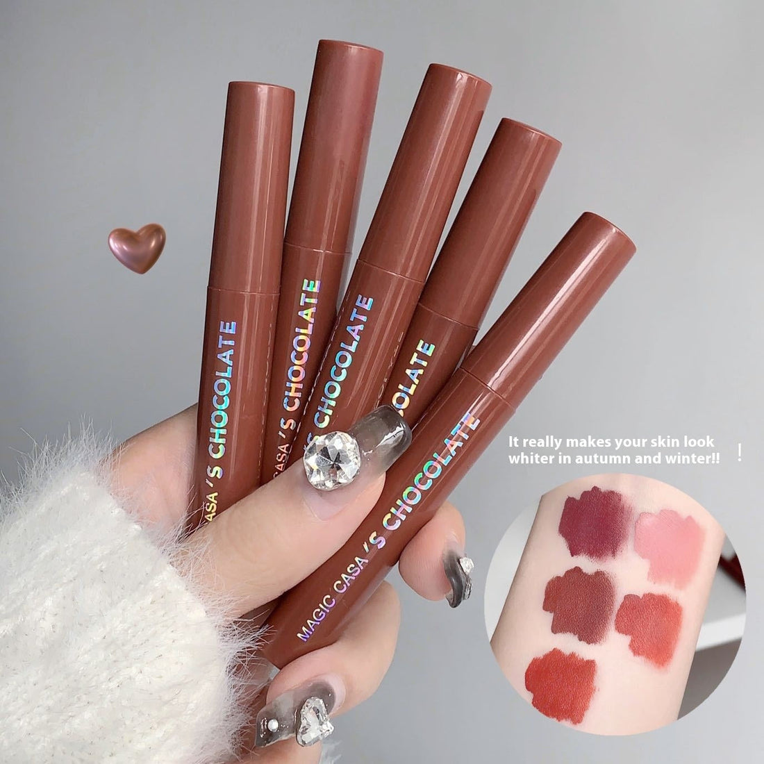 Five Pieces Of Chocolate Lip Glaze Set Matte Finish - Five Pieces Of Chocolate Lip Glaze Set Matte Finish