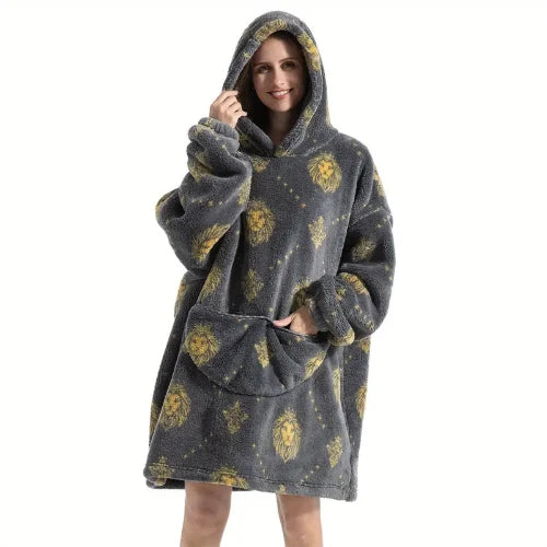 Oversized Sherpa Blanket Hoodie for Lounging and Cozy Winter Night - Oversized Sherpa blanket hoodie for cozy warmth
