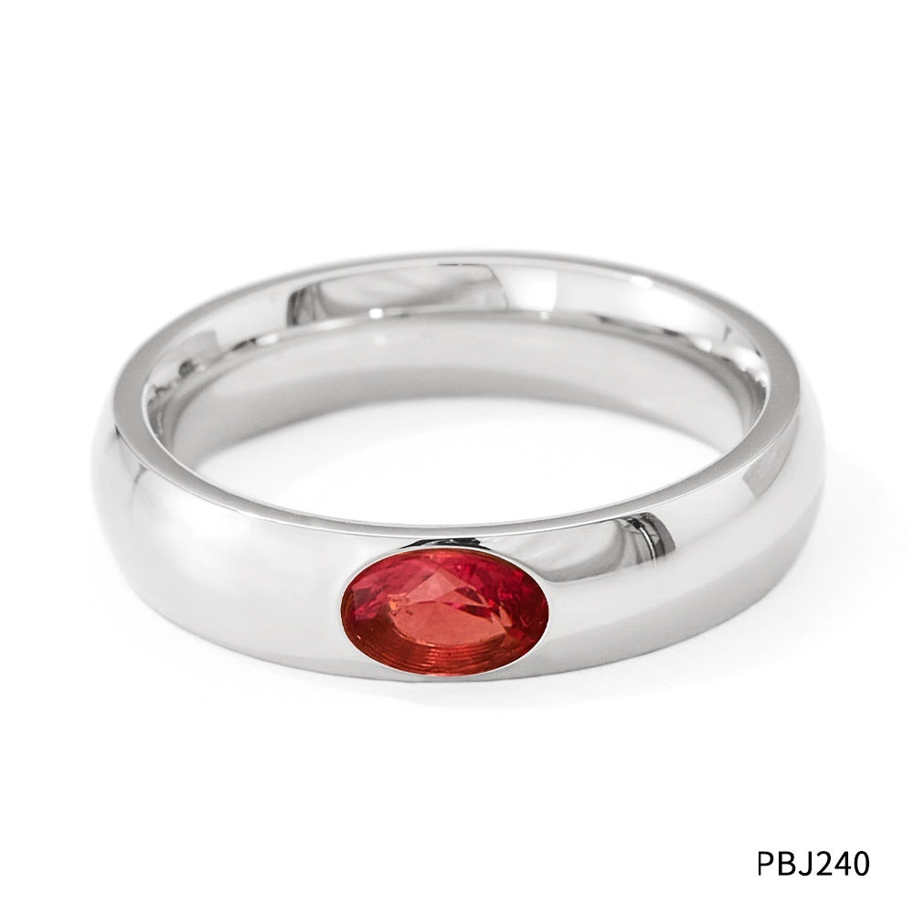 Vintage Glossy Ring with White and Green Zircon