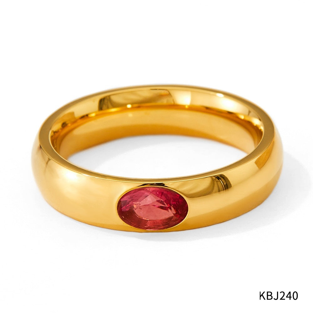 Vintage Glossy Ring with White and Green Zircon