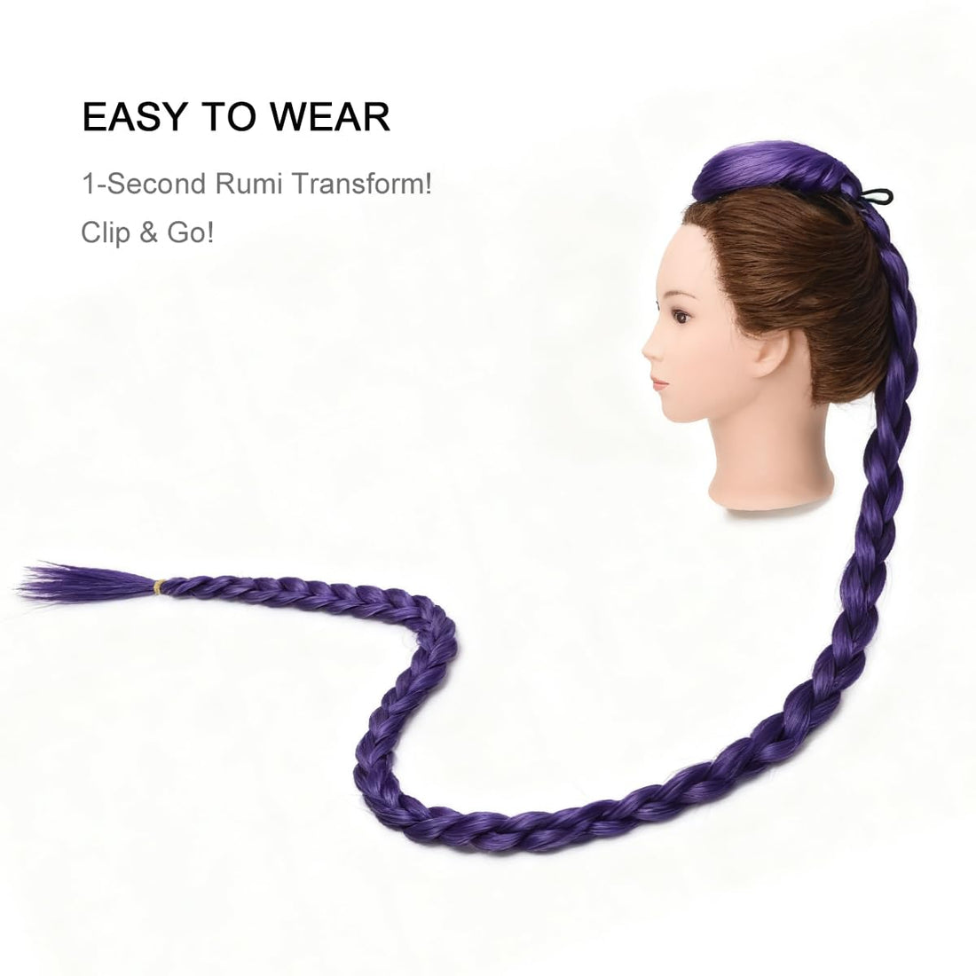 Rose Bud Rumi 40' Purple Braided Ponytail Extension - Rose Bud Rumi 40' Purple Braided Ponytail Extension
