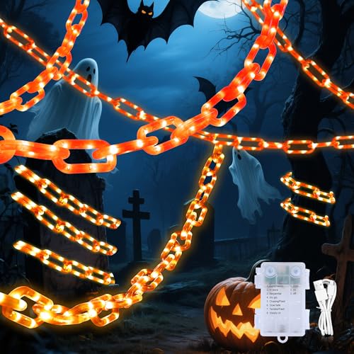 Halloween Battery-Operated Orange LED String Lights - Halloween Battery-Operated Orange LED String Lights