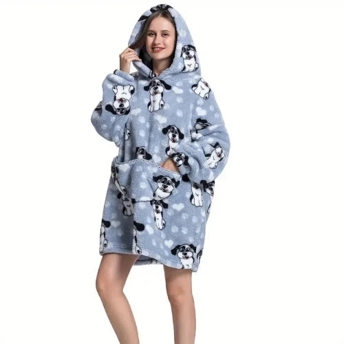 Oversized Sherpa Blanket Hoodie for Lounging and Cozy Winter Night - Oversized Sherpa blanket hoodie for cozy warmth
