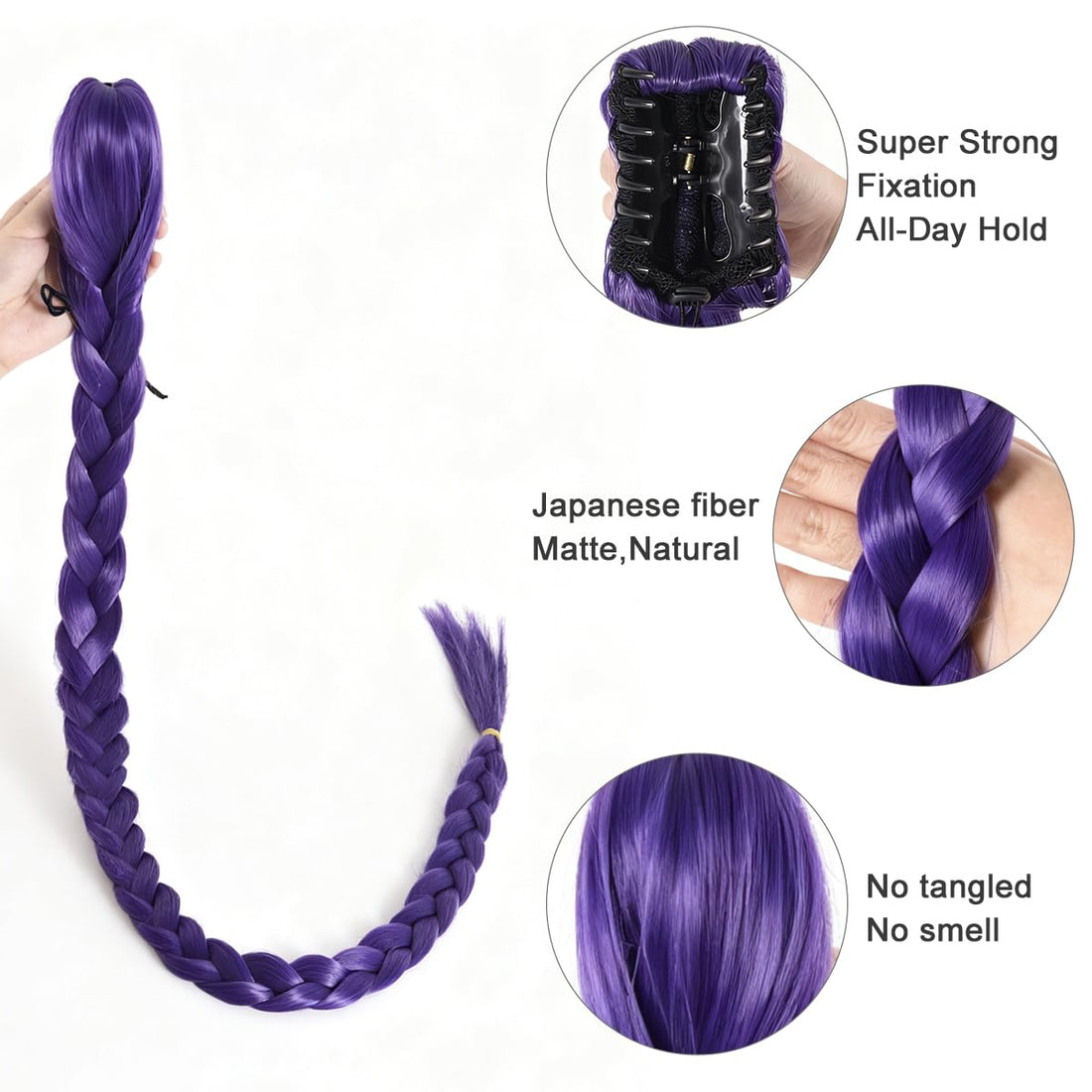 Rose Bud Rumi 40' Purple Braided Ponytail Extension - Rose Bud Rumi 40' Purple Braided Ponytail Extension