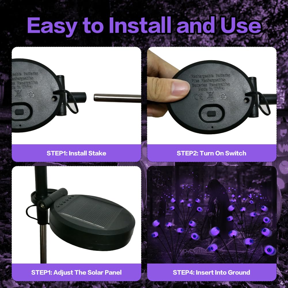 BeHiller 2-Pack Solar Halloween Eyeball Lights - BeHiller 2-Pack Solar Halloween Eyeball Lights