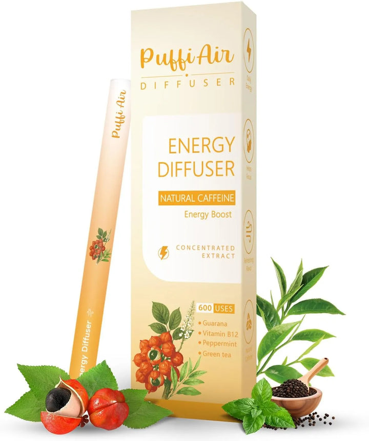 Energy Herbal Diffuser with Guarana, Green Tea Extract, Peppermint and Menthol Support for Energy Boost