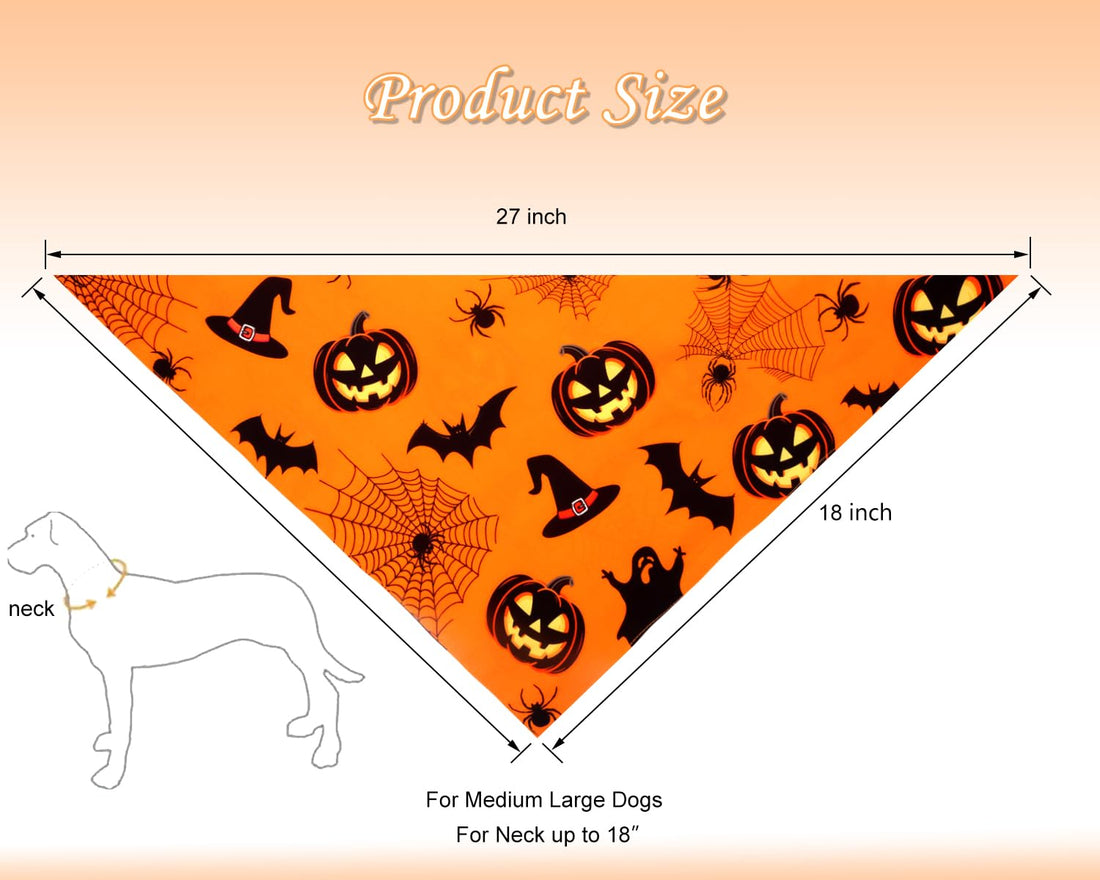 2pcs Reversible Pumpkin & Ghost Scarves for Medium/Large Dogs - 2pcs Reversible Pumpkin & Ghost Scarves for Medium/Large Dogs