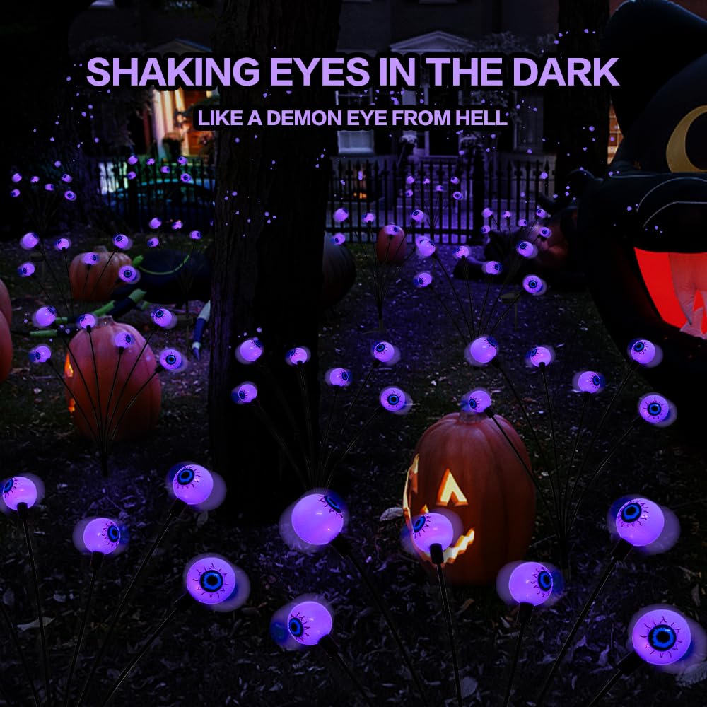 BeHiller 2-Pack Solar Halloween Eyeball Lights - BeHiller 2-Pack Solar Halloween Eyeball Lights