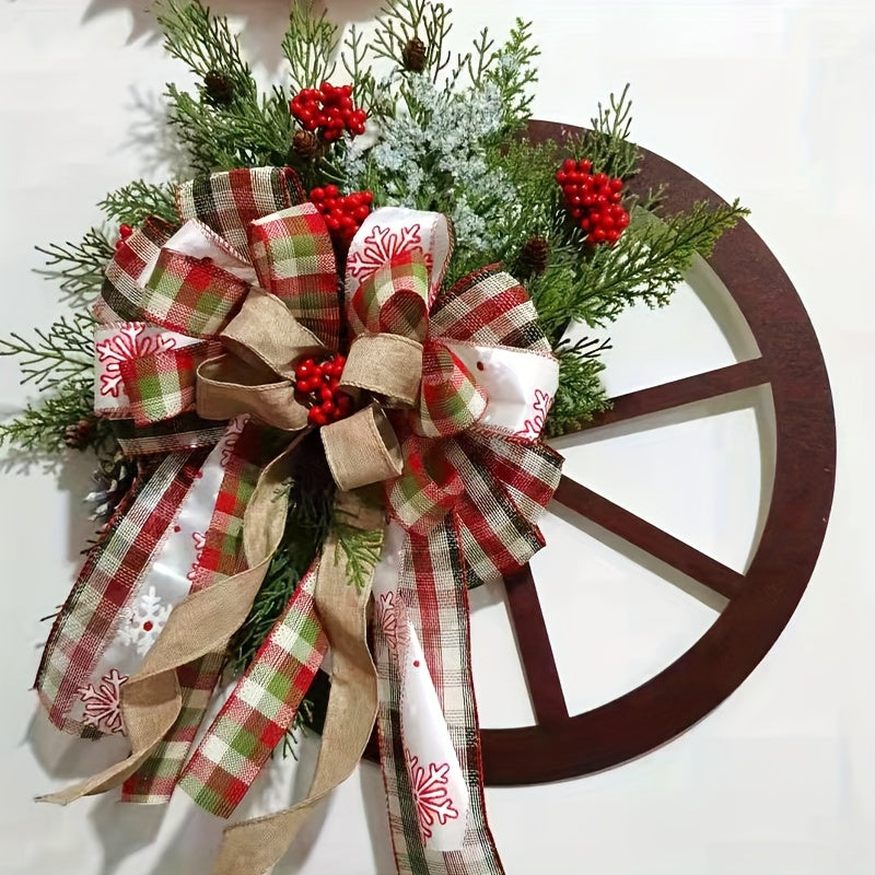 European Style Wooden Wheel Christmas Wreath - European Style Wooden Wheel Christmas Wreath